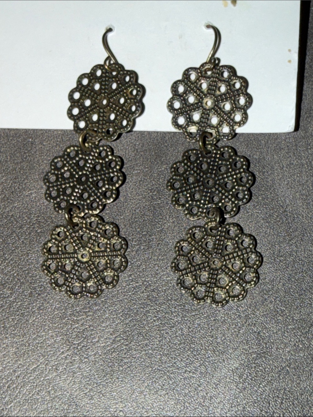 Vintage Filigree Boho Earrings - Antique Brass/Gold Tone